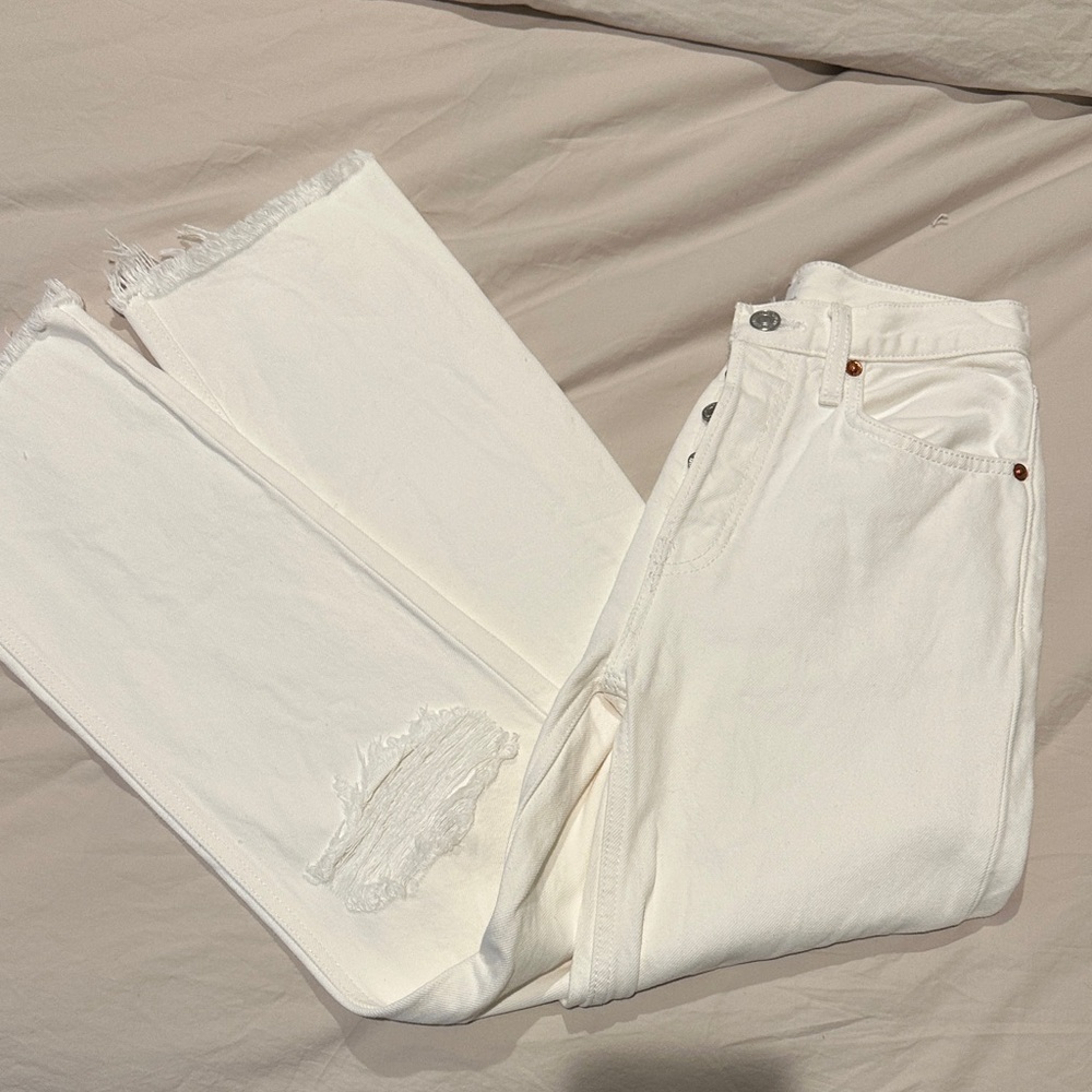 Re/Done Women's Straight Leg Jeans in White